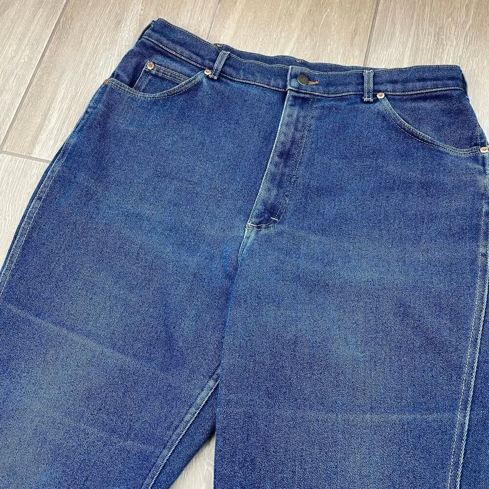 Vintage Lee Jeans Womens 38 USA Union Made High Rise Straight Leg Blue Mom Denim